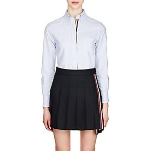 Thom Browne Women's Striped Cotton Oxford Cloth Button-down Shirt-lt. Blue
