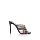 Christian Louboutin Women's Marthaspike Leather Slide Sandals - Black, Silver