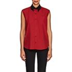 Prada Women's Contrast-collar Cotton Blouse - Red