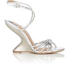 Salvatore Ferragamo Women's Sculpted-heel Leather Ankle-strap Sandals-silver