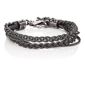 Emanuele Bicocchi Men's Foxtail Chain Bracelet-black