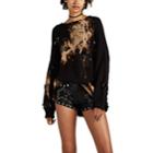 R13 Women's Bleach-stained Shredded Cotton Sweater - Black