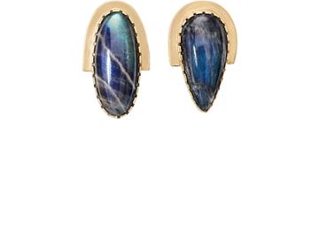 Mahnaz Collection Vintage Women's Mismatched Labradorite Cabochon Stud Earrings