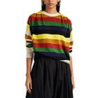 J.w.anderson Women's Gathered-back Block-striped Linen Sweater