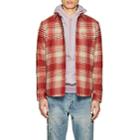 John Elliott Men's Plaid Wool Flannel Padded Shirt-red