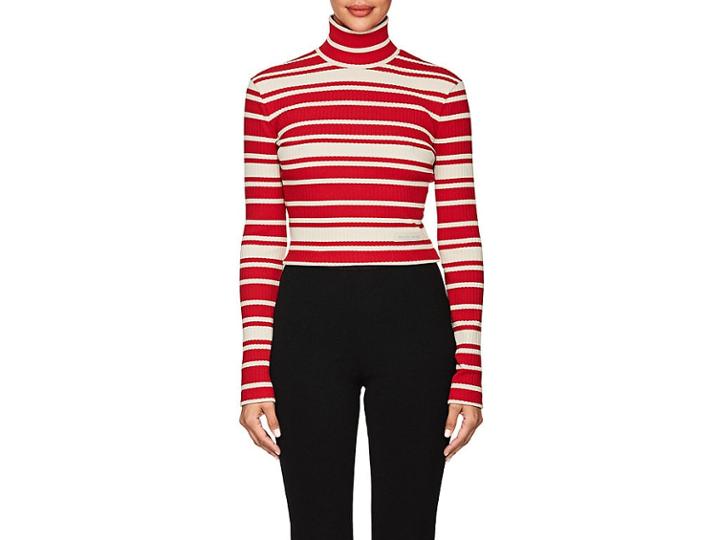 Prada Women's Striped Rib-knit Turtleneck Sweater
