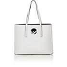 Fendi Women's Logo Shopper Leather Tote Bag-white