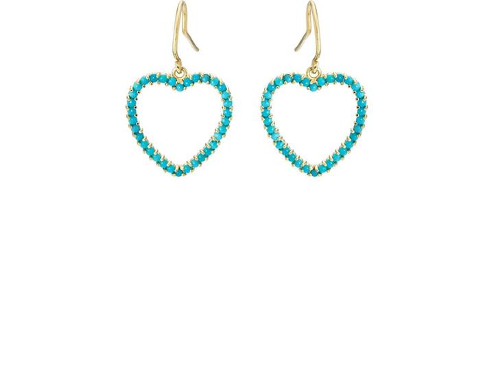 Jennifer Meyer Women's Turquoise Large Open Heart Drop Earrings
