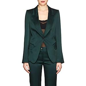 Boon The Shop Women's Washed Satin One-button Blazer - Green