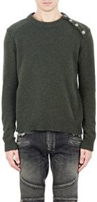 Balmain Button-shoulder Sweater-green