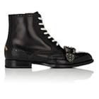 Gucci Men's Dionysus Buckle-strap Leather Wingtip Boots - Black