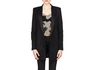 Saint Laurent Women's Embellished Wool-cashmere Long Two-button Blazer