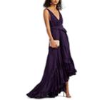 Azeeza Women's Shirin Silk Wrap Gown - Purple