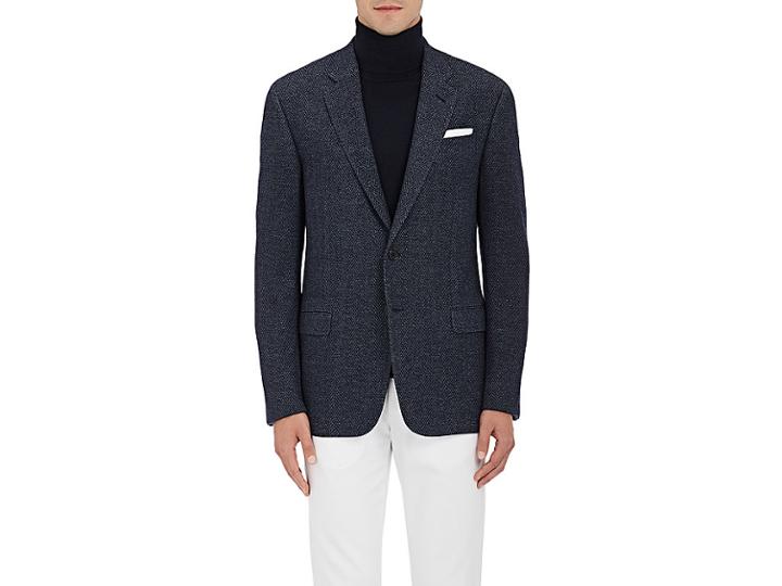 Giorgio Armani Men's Soft Herringbone Wool-cotton Two-button Sportcoat