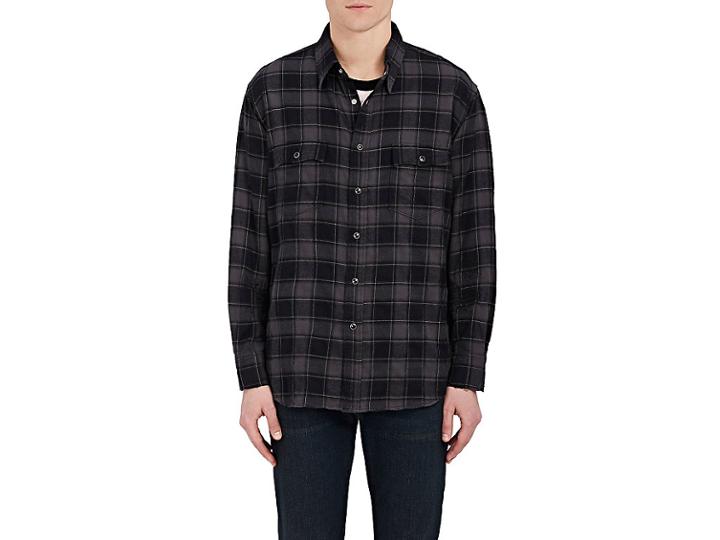 Saint Laurent Men's Checked Cotton-blend Flannel Shirt