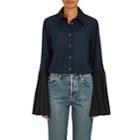 Monographie Women's Pleated-sleeve Cotton Blouse-midnight Blue