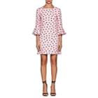 Valentino Women's Heart-print Wool-silk Flounce-sleeve Shift Dress-pink