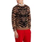 Alexander Mcqueen Men's Skull Tiger-striped Wool Sweater - Camel