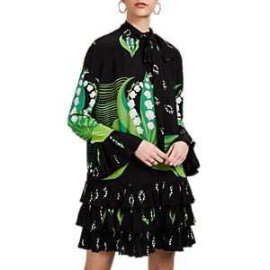 Valentino Women's Lily-print Silk Crpe De Chine Dress - Green