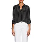 L'agence Women's Bardot Striped Silk Blouse - Black