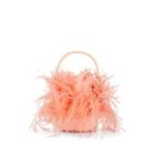 Gatti Women's Tweety Feather-trimmed Wicker Bucket Bag - Pink