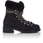 Barneys New York Women's Nubuck & Shearling Lace-up Ankle Boots-navy