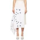 J.w.anderson Women's Bird-embroidered Linen Asymmetric Skirt-off White