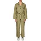 Nili Lotan Women's Aria Cotton-linen Belted Jumpsuit-army Green