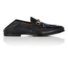 Gucci Men's Wolf-embroidered Leather Loafers - Black