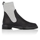 The Row Women's Fara Knit & Leather Ankle Boots-black, Silver Grey