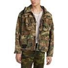 R13 Men's Distressed Camouflage Hooded Field Jacket