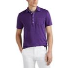 Massimo Alba Men's Slub Linen Polo Shirt - Violet
