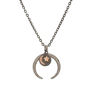 Feathered Soul Women's Diamond-encrusted Arc Pendant Necklace - Silver