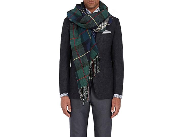 Barneys New York Men's Reversible Plaid & Houndstooth Wool-cotton Scarf