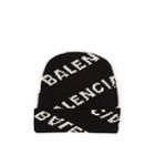 Balenciaga Women's Logo-knit Wool-blend Beanie - Black