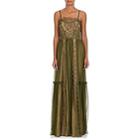 Alberta Ferretti Women's Silk Chiffon & Lace Gown-green