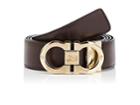 Salvatore Ferragamo Men's Double-gancini-buckle Reversible Leather Belt