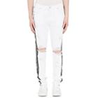 Amiri Men's Track Distressed Slim Jeans-white