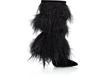 Saint Laurent Women's Tanger Embellished Velvet Boots