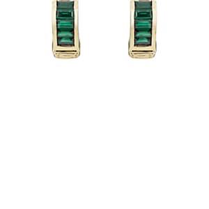 Retrouvai Women's Emerald Channel Stud Earrings-green