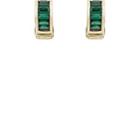 Retrouvai Women's Emerald Channel Stud Earrings-green