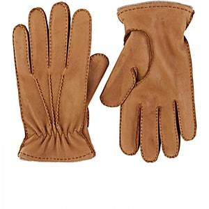 Barneys New York Men's Cashmere-lined Leather Gloves-camel