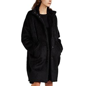 Zero + Maria Cornejo Women's Shaggy Alpaca-wool High-collar Coat - Black