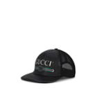 Gucci Men's Logo Leather & Mesh Trucker Hat - Black