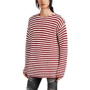 Balmain Men's Striped Cotton-blend Oversized Sweater - Red