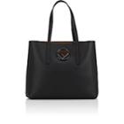 Fendi Women's Logo Shopper Leather Tote Bag-black