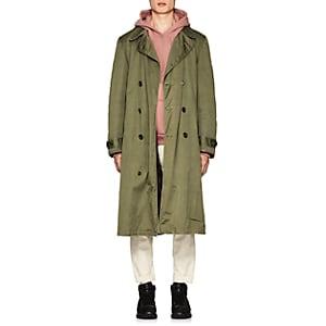 As65 Men's Fur-lined Cotton Trench Coat-olive