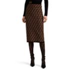 Fendi Women's Logo Rib-knit Pencil Skirt - Brown