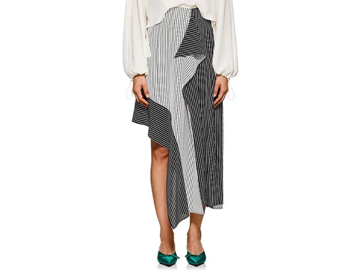 Robert Rodriguez Women's Asymmetric Striped Crepe Midi-skirt