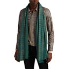 Lovat & Green Men's Square-print Wool Oversized Scarf - Green